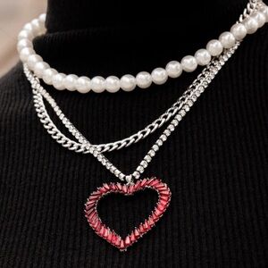 ⚪️❤️⚪️ “Y2K YEAR” RED NECKLACE WITH FREE MATCHING EARRINGS ~ PAPARAZZI❗️⚪️❤️⚪️